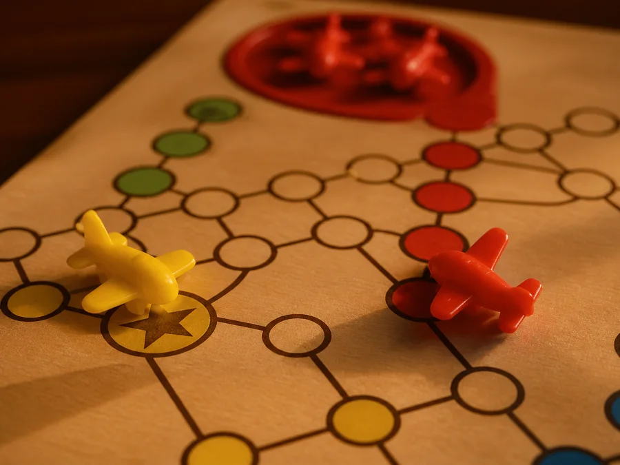 Safe squares, capture range, and vulnerable landing spaces on an Aeroplane Chess track